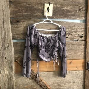 Lavender Moon NWT Size XS Grey Cropped Off-Shoulder Top